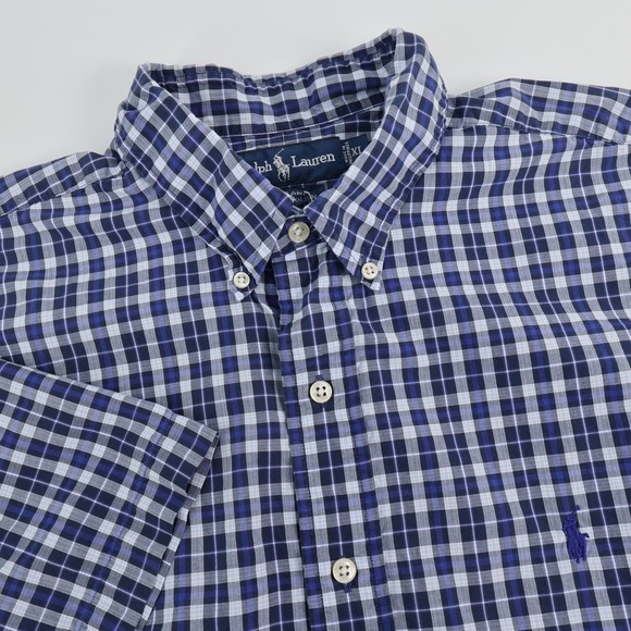 Ralph Lauren Blake XL Blue Plaid Short Sleeve Button Down Shirt - Picture 1 of 6